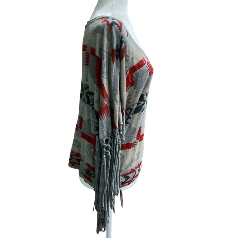 Ralph Lauren Denim & Supply Women's M Gray Aztec Fringe Tunic Blouse​ - Picture 4 of 9
